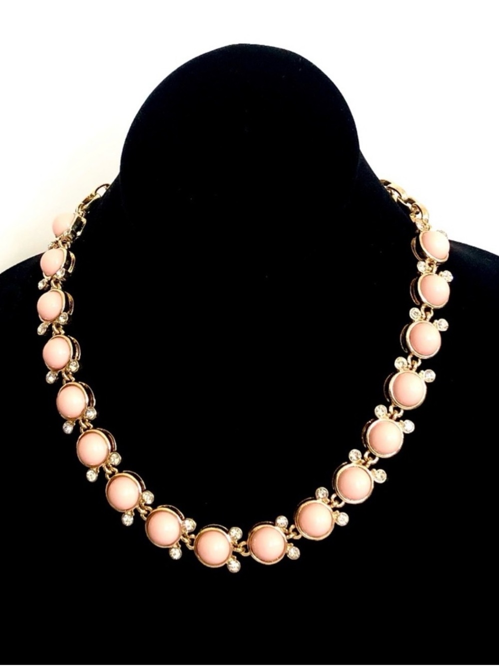 Gold-Tone Pink Necklace with Crystal Accents